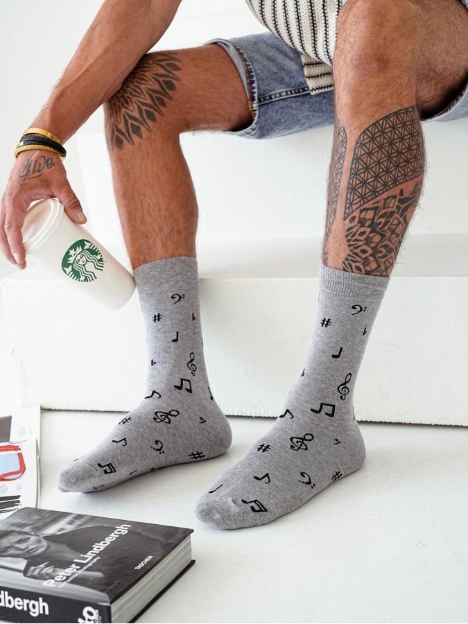 Men's Notes pattern socks 0125.092