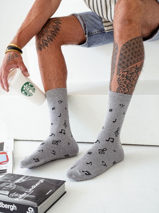 Men's Notes pattern socks 0125.092