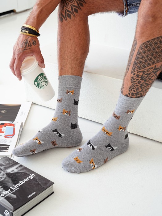Men's Cat heads pattern socks 0125.096