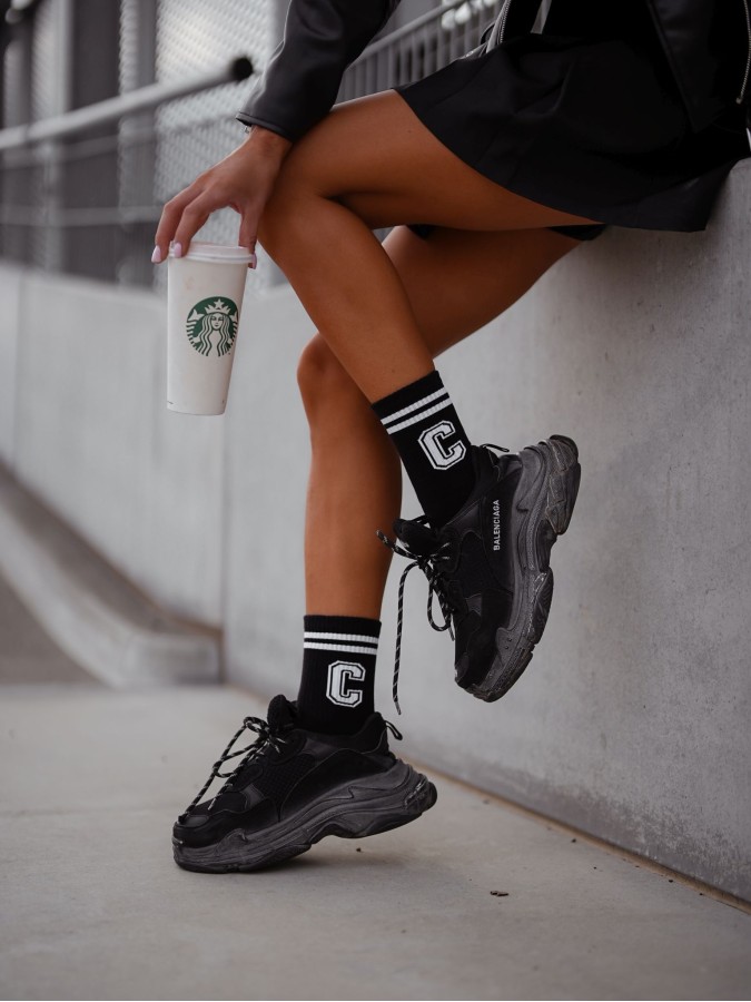 Women's 'Letter C with stripes' pattern socks...