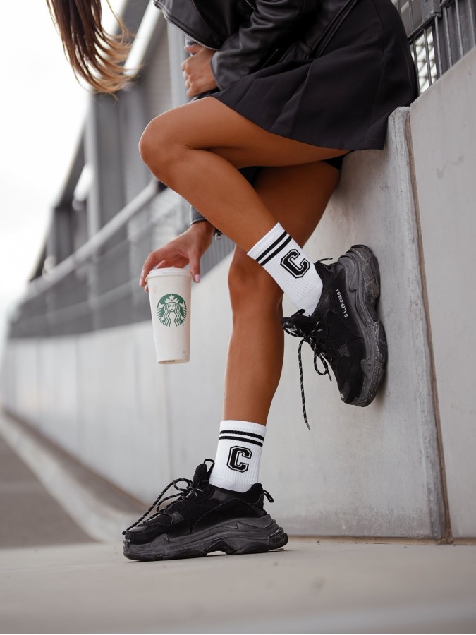 Women's 'Letter C with stripes' pattern socks...