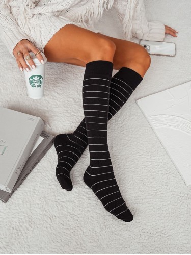 Women's Thin lurex stripes pattern knee socks 0248.013 2