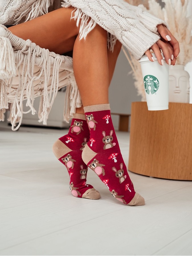 Women's Bears & Toadstools pattern socks 0200.129
