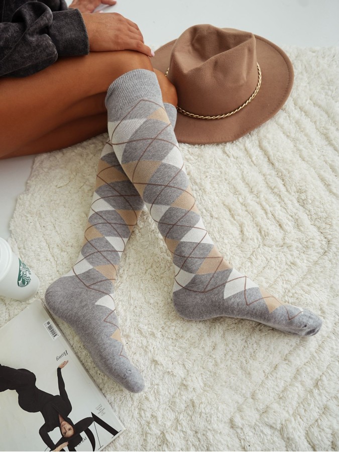 Women's Diamond pattern knee socks 0248.006