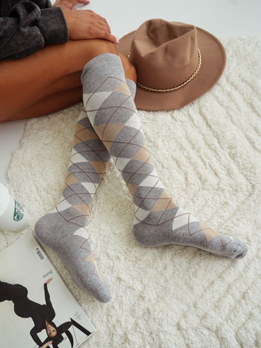 Women's Diamond pattern knee socks 0248.006