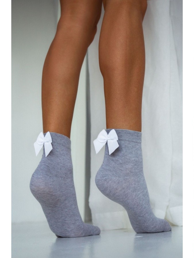 Women's cotton socks with a bow 0965