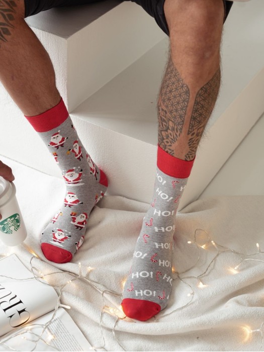 Men's Christmas Santa Claus Ho Ho Ho pattern socks 1290.020