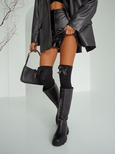 Classic cotton over-the-knee socks with a big bow  1559.001