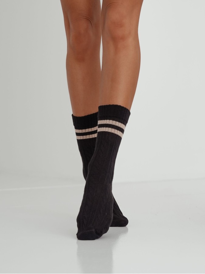 Women's openwork BRAID socks with stripes 1542.001