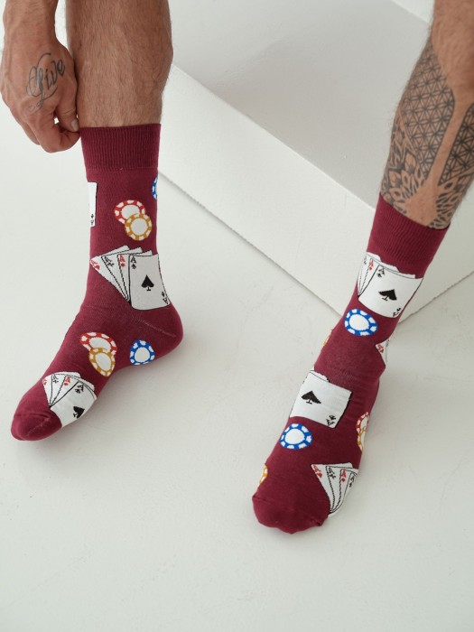 Men's 'Poker Game' pattern socks 0125.097