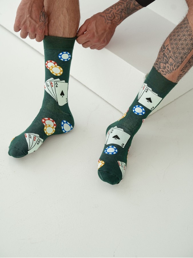 Men's 'Poker Game' pattern socks 0125.097
