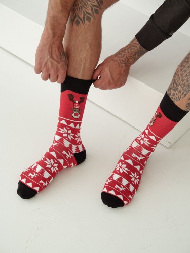 Men's Christmas Norwegian Reindeer pattern socks 1290.022