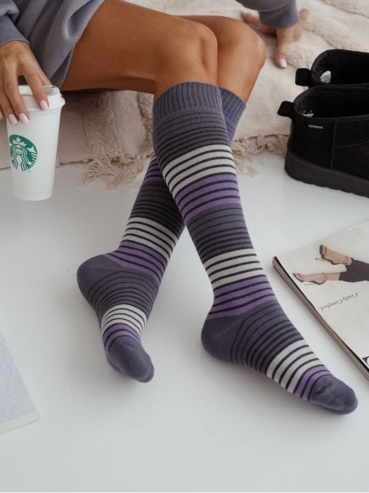 Women's Terry knee socks (Stripes) 0309.001