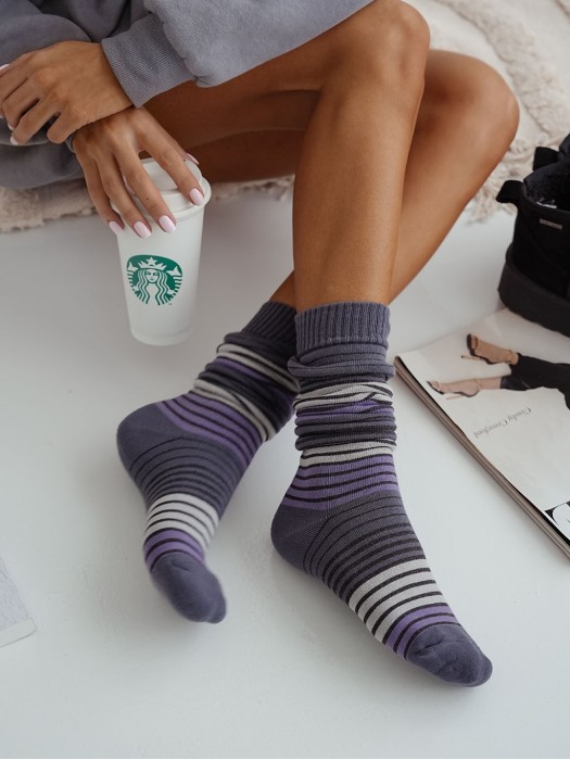 Women's Terry knee socks (Stripes) 0309.001