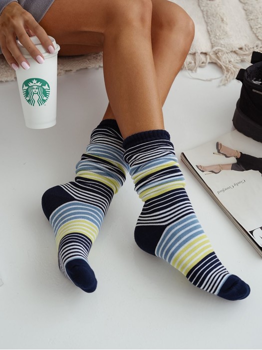 Women's Terry knee socks (Stripes) 0309.001