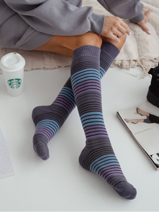 Women's Terry knee socks (Stripes) 0309.001