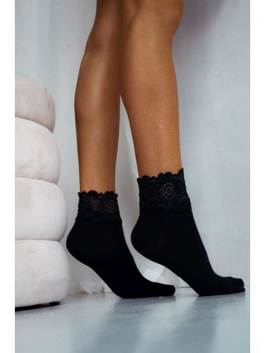 Women's cotton socks with a wide lace top 1061 2