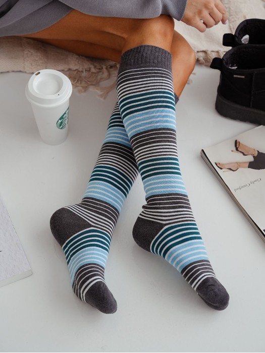 Women's Terry knee socks (Stripes) 0309.001