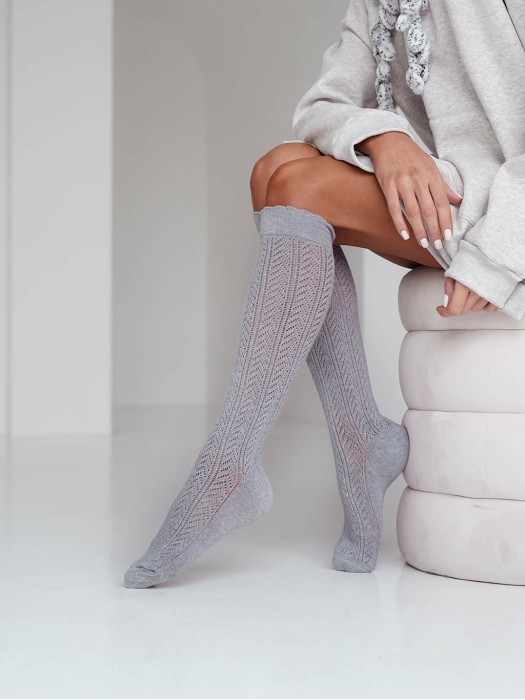 Women's Openwork herringbone pattern knee socks 0330.001