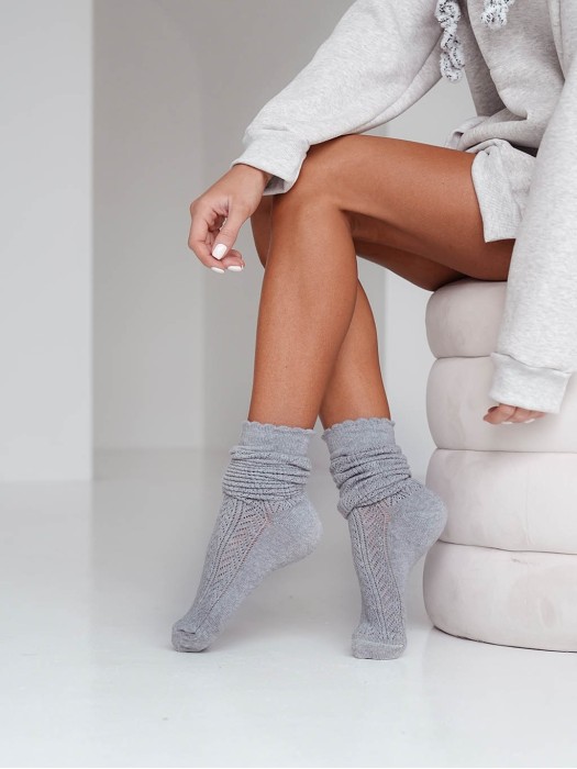 Women's Openwork herringbone pattern knee socks 0330.001