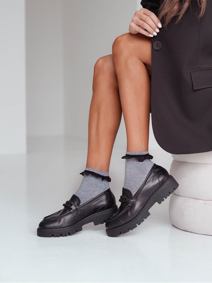 Women's cotton lace trim socks 0897