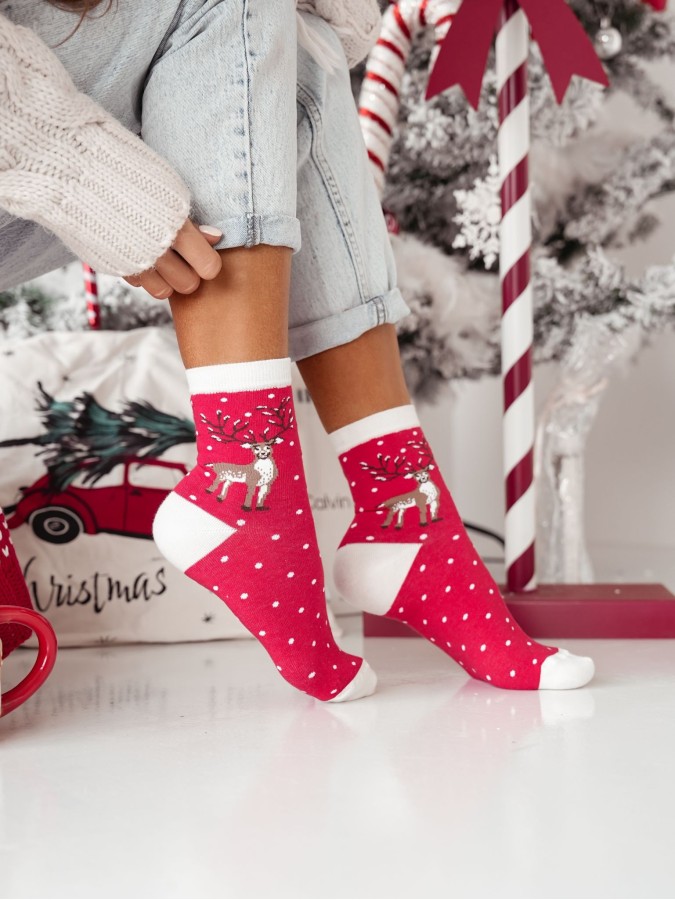 Women's Christmas Big Reindeer & Dots pattern...