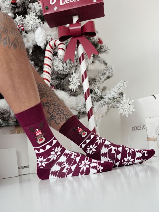 Men's Christmas Norwegian Reindeer pattern socks 1290.022