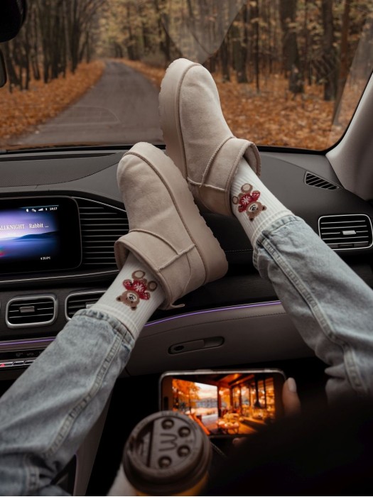 Women's teddy bear in a sweater pattern socks 0200.132