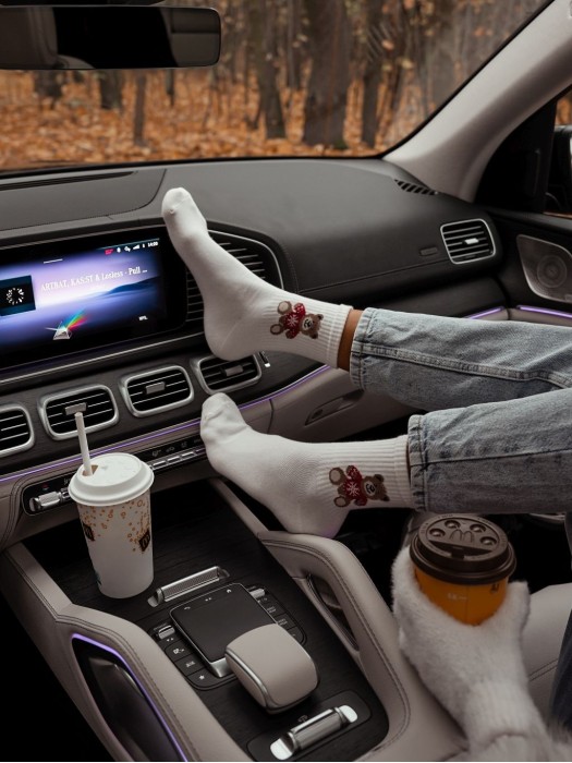 Women's teddy bear in a sweater pattern socks 0200.132