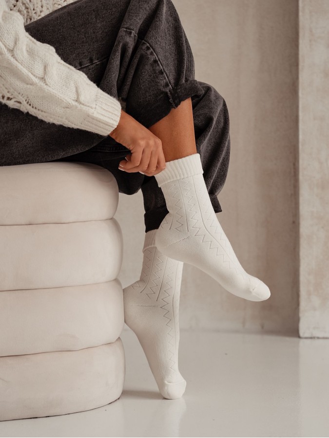 Women's Terry Zigzag pattern socks 0118.012