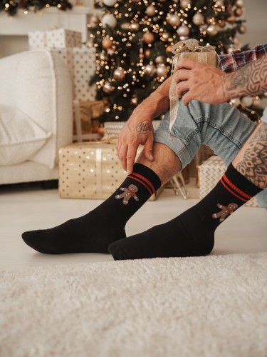 Men's Christmas Large Biscuits with stripes pattern socks... 2