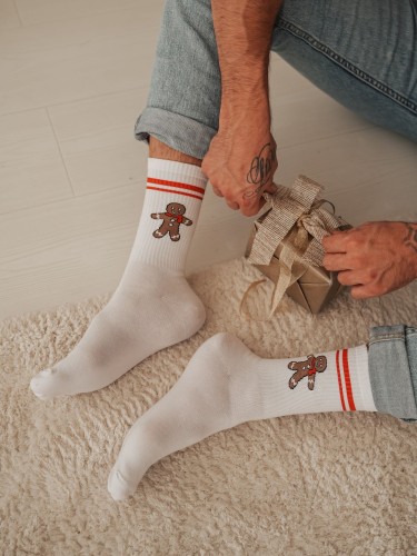 Men's Christmas Large Biscuits with stripes pattern socks...