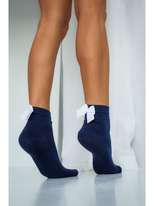 Women's cotton socks with a bow 0965