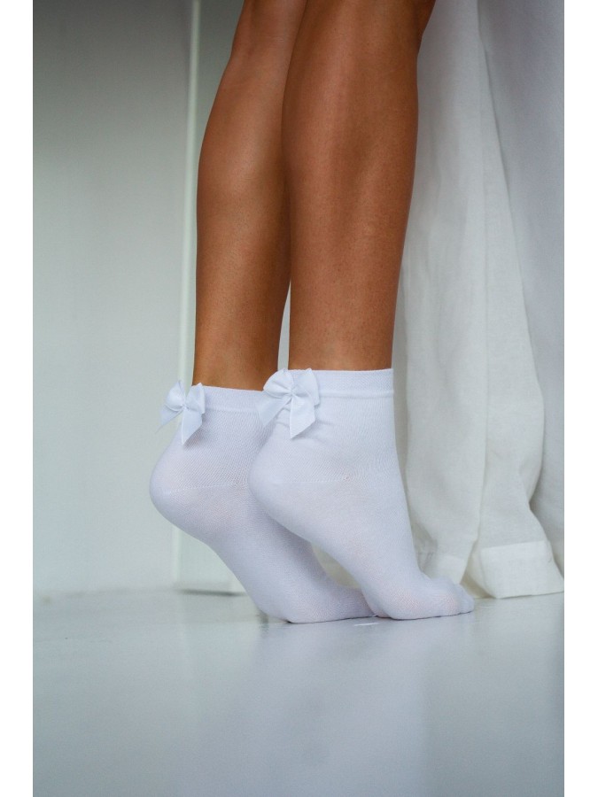 Women's cotton socks with a bow 0965