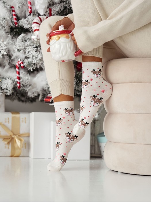 Women's Christmas Sweet Reindeers pattern socks 1283.029