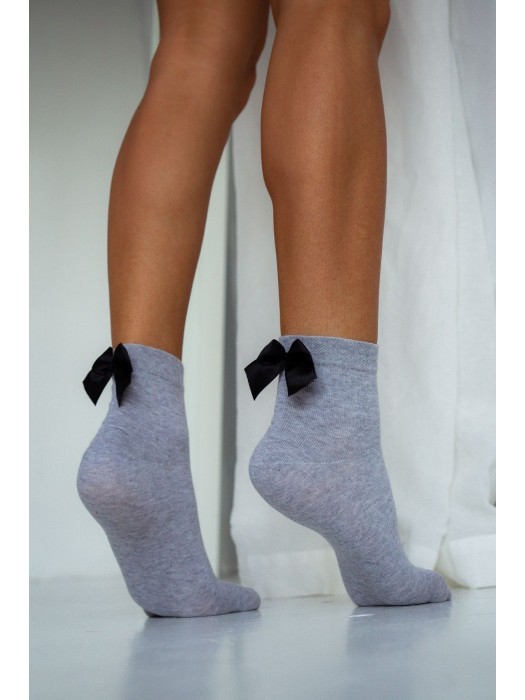 Women's cotton socks with a bow 0965