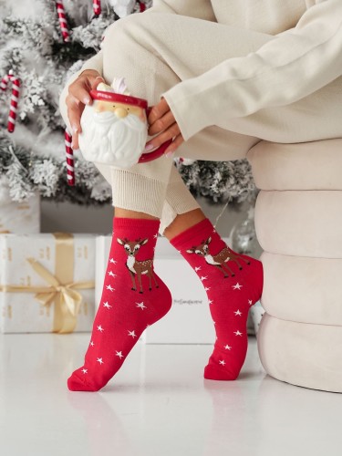 Women's Christmas little deer pattern socks 1283.030