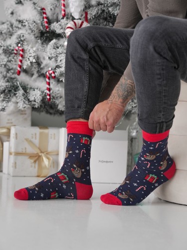 Men's Christmas reindeer joke pattern socks  1290.028