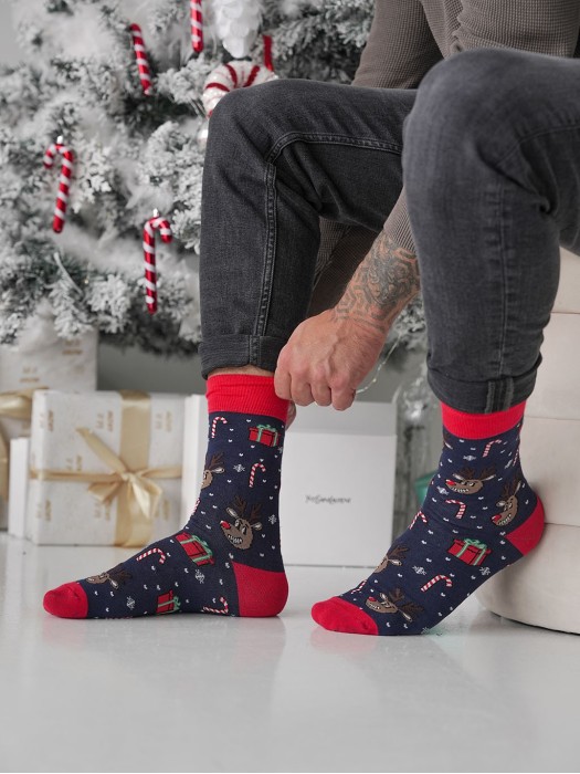 Men's Christmas reindeer joke pattern socks  1290.028