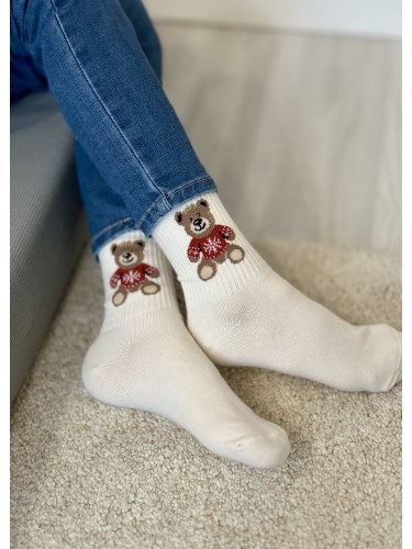 Kids' teddy bear in a sweater pattern socks 1184.044