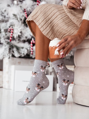Women's Christmas Sweet Reindeers pattern socks 1283.029 2