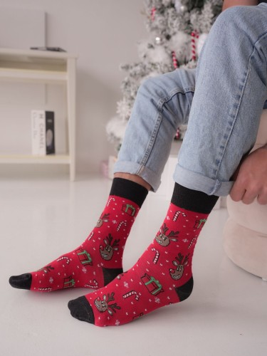 Men's Christmas reindeer joke pattern socks  1290.028 2