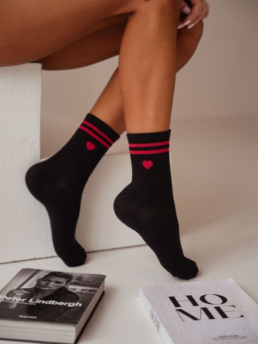 Women's heart with stripes pattern socks 0200.137 2