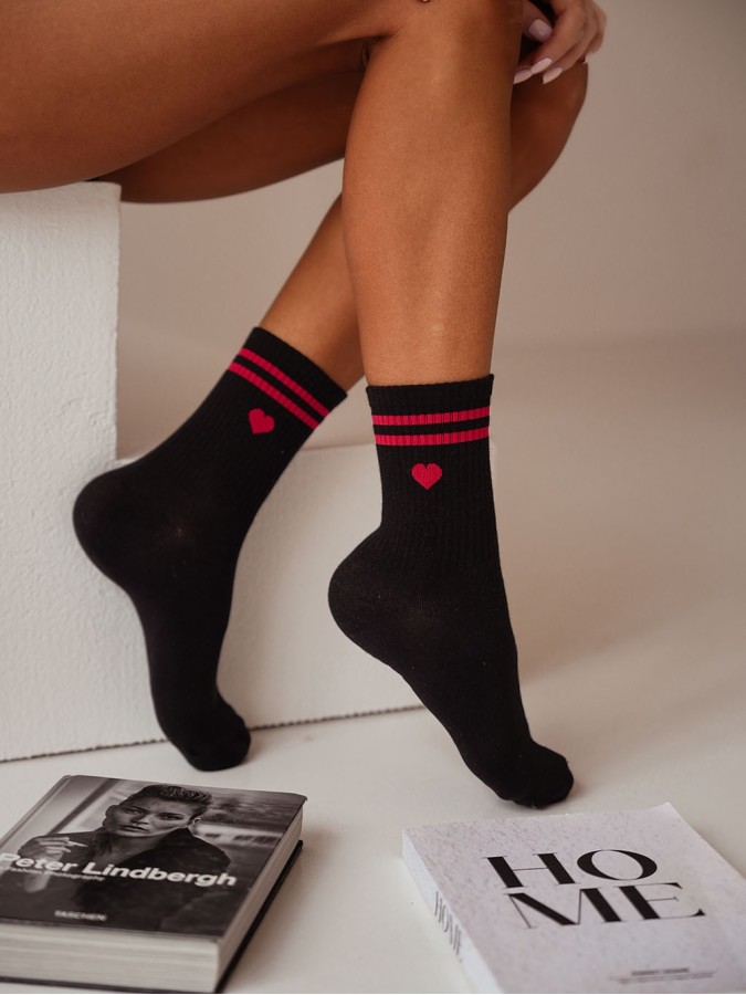 Women's heart with stripes pattern socks 0200.137