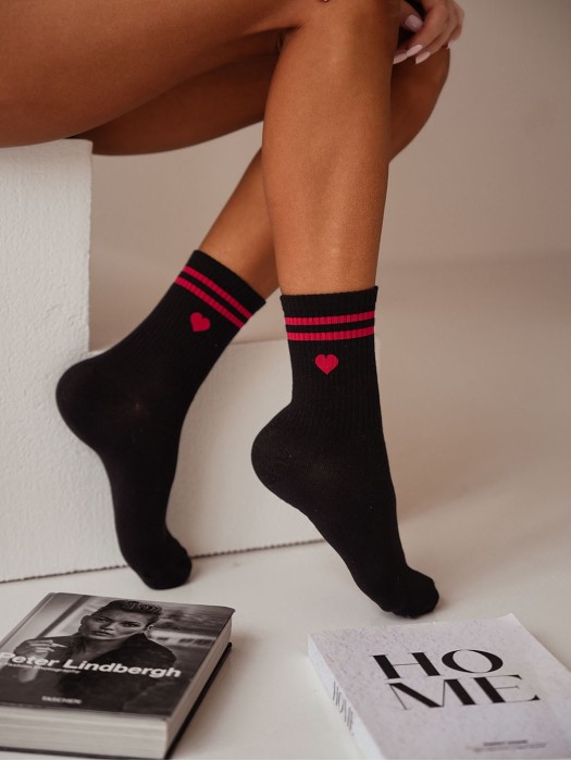 Women's heart with stripes pattern socks 0200.137