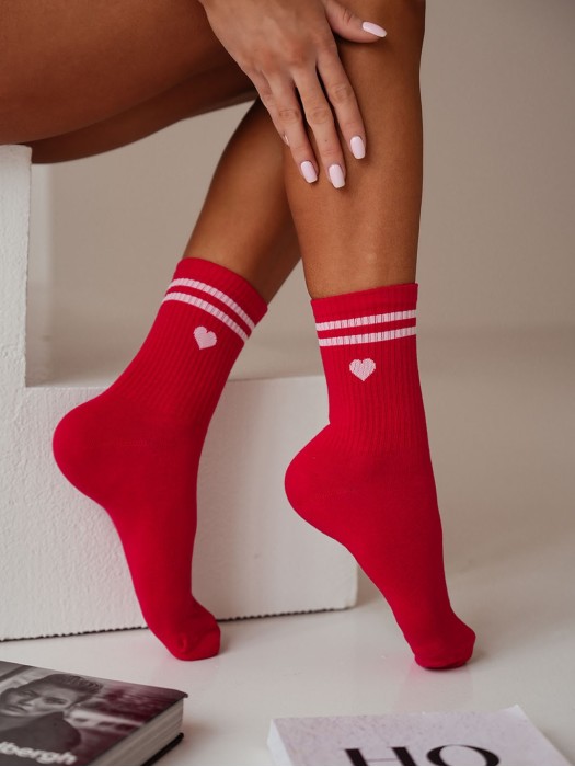 Women's heart with stripes pattern socks 0200.137