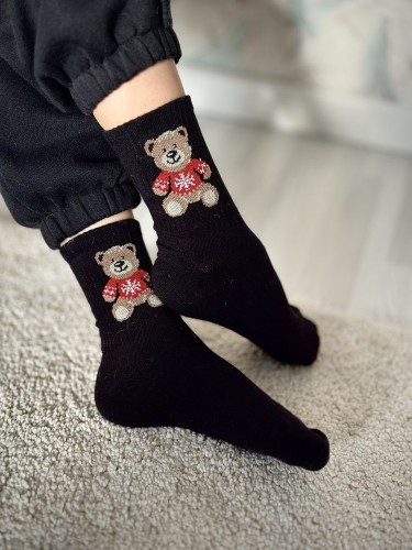 Kids' teddy bear in a sweater pattern socks 1184.044 2