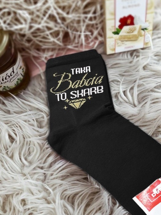 Women's "grandma is a treasure" pattern socks 0200.138