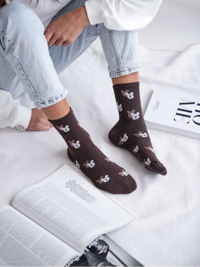 Skarpetki damskie Głowy misia z cieniem 0200.142