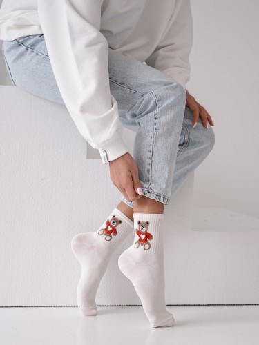 Women's 'Valentine's Teddy Bear' pattern socks 0200.144